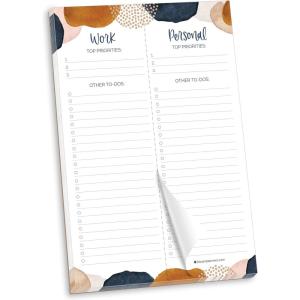 image:imagebloom daily planners Work amp Personal To Do List Planning Pad  Undated Tear Off Checklist Notepad Organizer with Perforated Sheets  6 x 9  Earthy Abstract