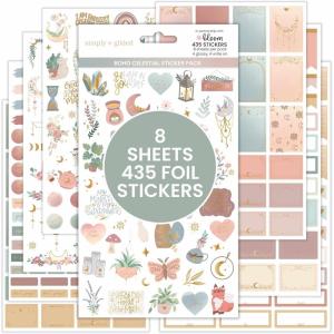 image:imagebloom daily planners x Simply Gilded Aesthetic Neutral Planner Stickers 8 Sheets  435 Stickers  Bohemian Variety Pack with Gold Foil for Decorating Planning Scrapbooking